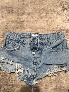Forever 21 Light Blue Distressed High-Rise Denim Shorts